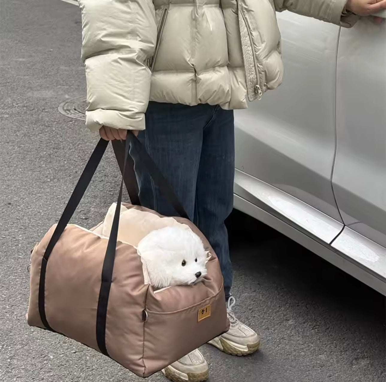 Lit de Voyage 2-en-1 pour Chien - Siège Auto Sécurisé & Sac de Transport Ultra-Confort