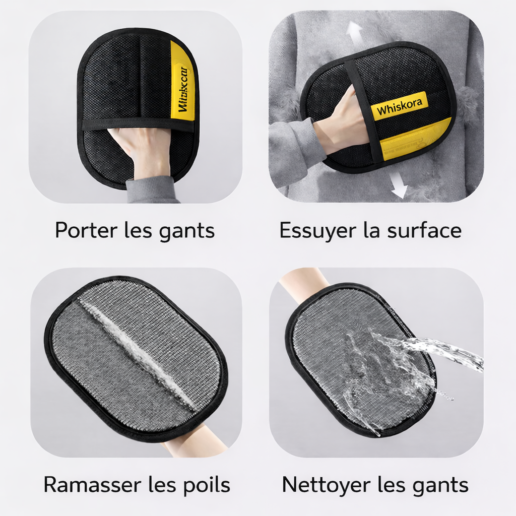 Gant Anti-Poils Réutilisable – Élimine Poils de Chat & Chien sur Canapé, Vêtements et Tapis