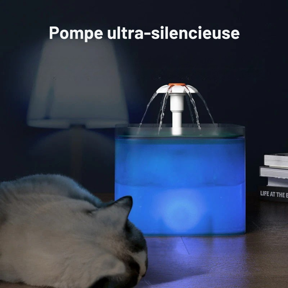 Fontaine à Eau Silencieuse pour Chat et Chien - 2.5L avec Filtre Triple Action